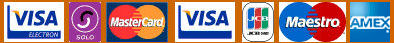 We accept Electron, Solo, MasterCard, Visa, JCB, Maestro and American Express